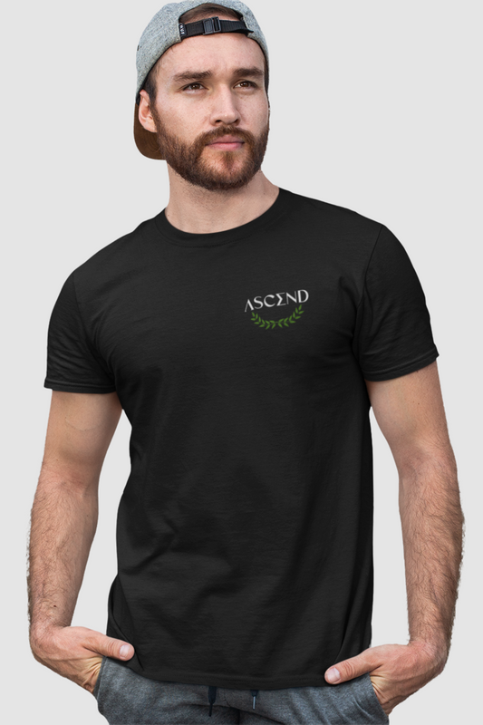 Camiseta Premium Preta Folhas Oliveira
