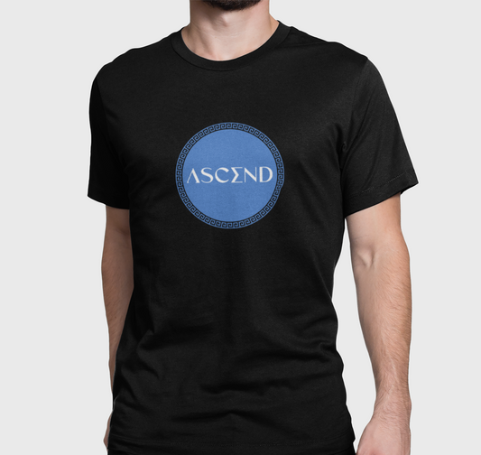 Camiseta Premium Ornamento Azul logo branco - Preta